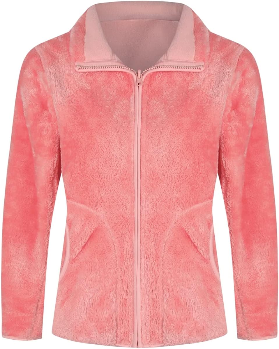 YOUTHUP Womens Fleece Jacket Ladies Lightweight Reversible Full Zip Jacket Soft Outwear