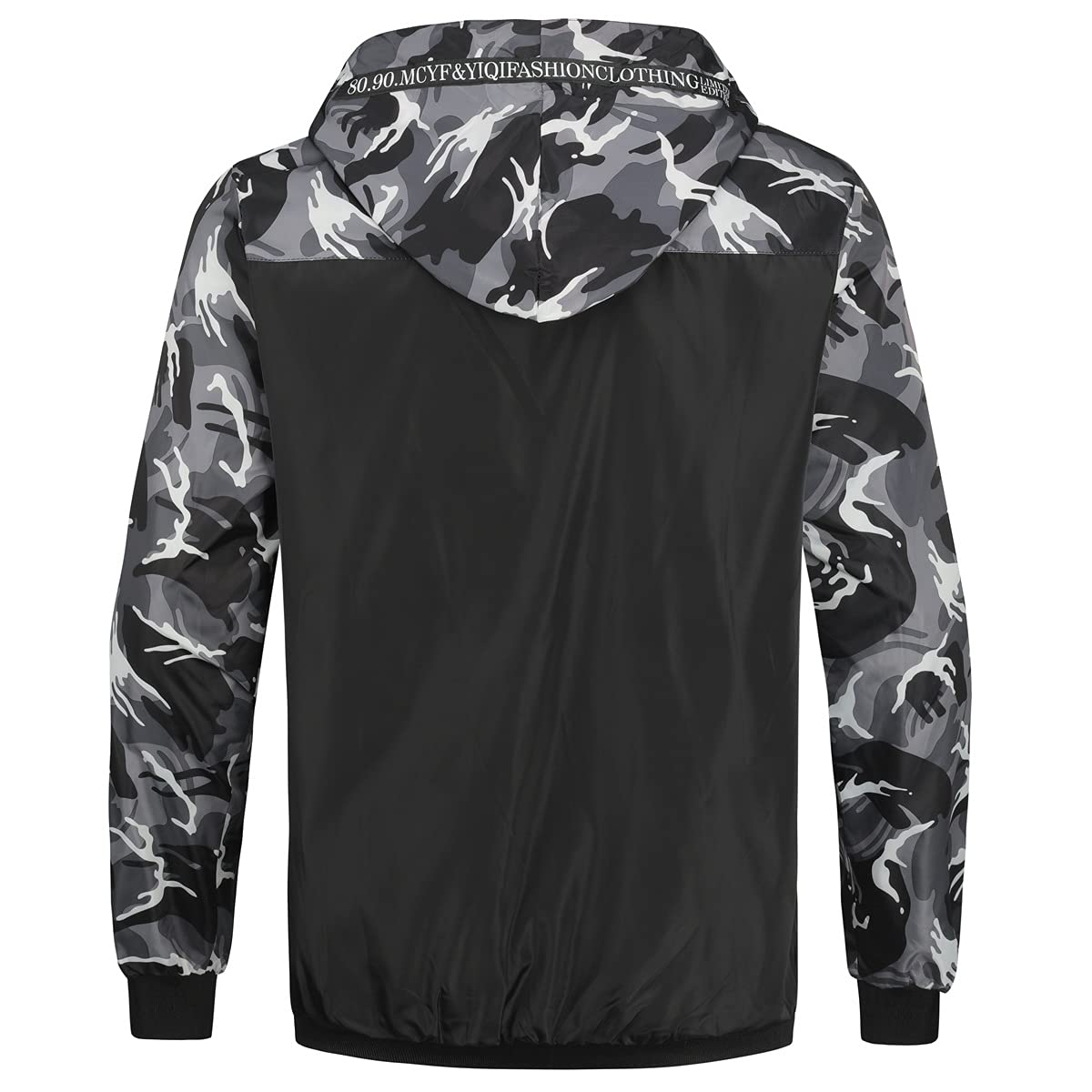 YOUTHUP Mens Camo Bomber Jacket with Hood Lightweight Summer Sports Jacket