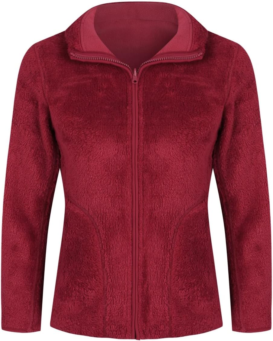 YOUTHUP Womens Fleece Jacket Ladies Lightweight Reversible Full Zip Jacket Soft Outwear