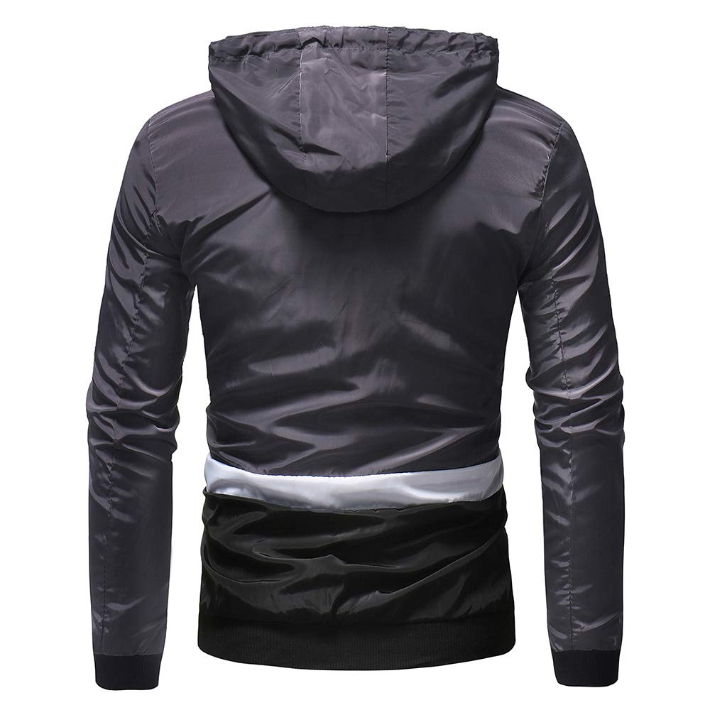 YOUTHUP Mens Jackets Casual Lightweight Hooded Sport Jacket Patchwork Outdoor Coat