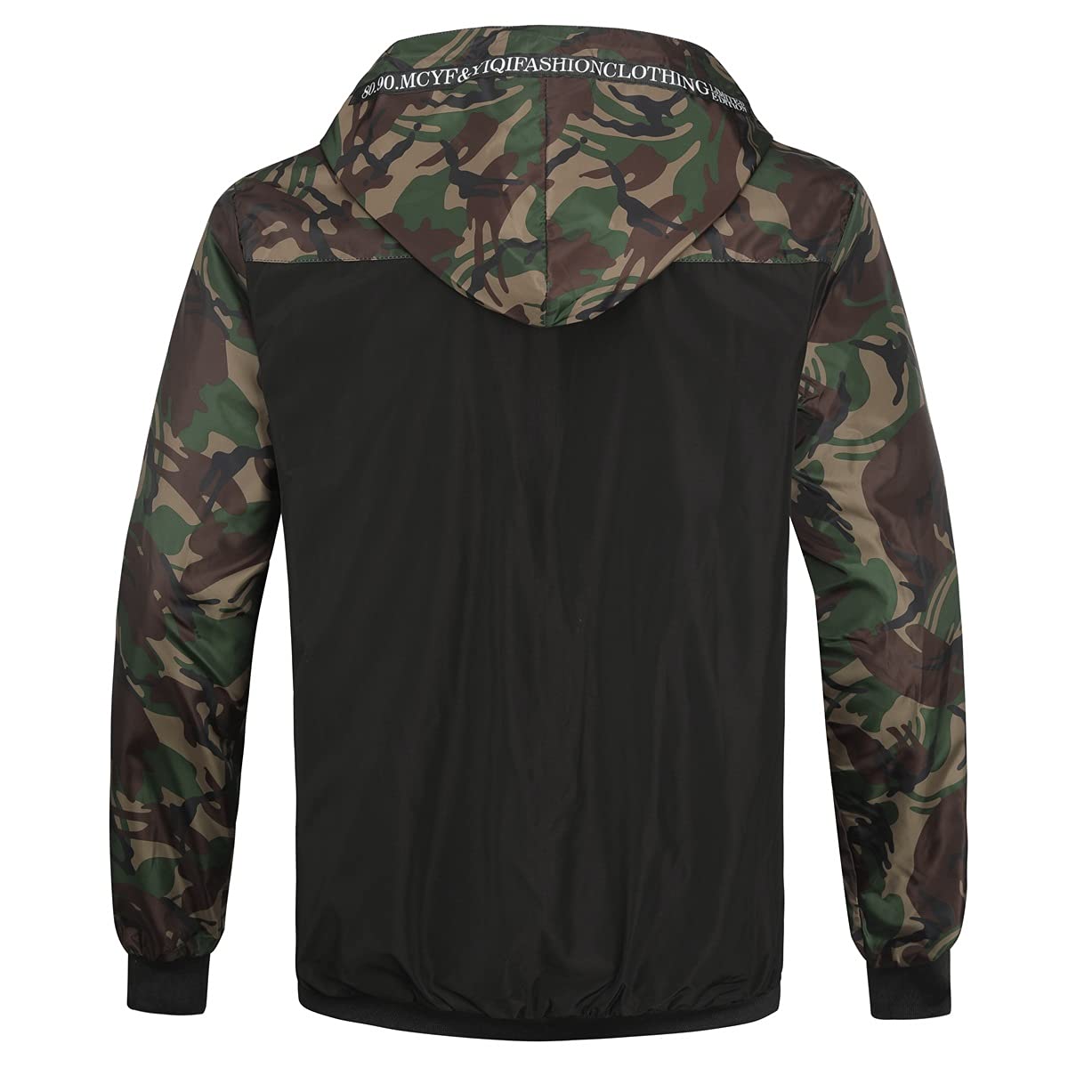 YOUTHUP Mens Camo Bomber Jacket with Hood Lightweight Summer Sports Jacket