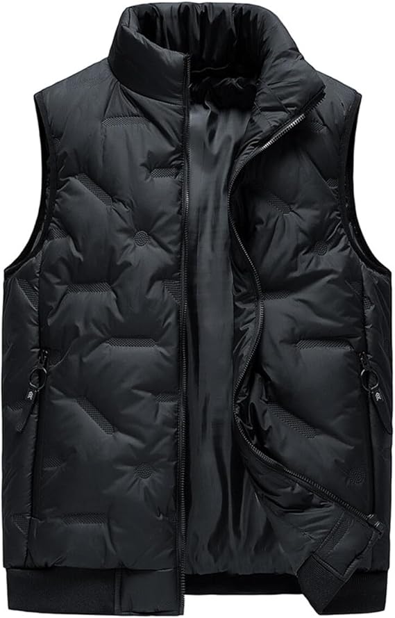 YOUTHUP Men's Sleeveless Quilted Down Jacket, Lightweight Color Hooded Vest, Thick Coats for Winter.