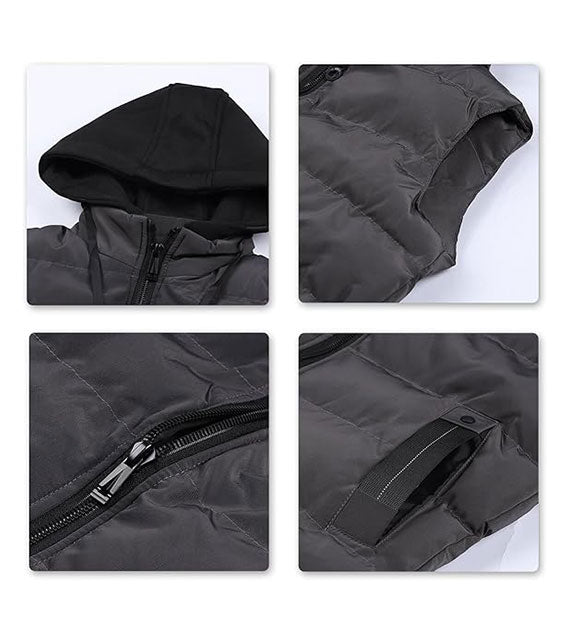 YOUTHUP Men's Gilet with Hood Winter Quilted Body Warmer Thick Windproof Outwear Sleeveless Puffer Coat
