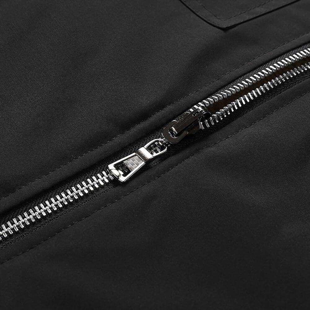 YOUTHUP Men's Jacket Casual Thick Fleece Bomber Jacket Solid Color Classic Jacket Coat Autumn Winter