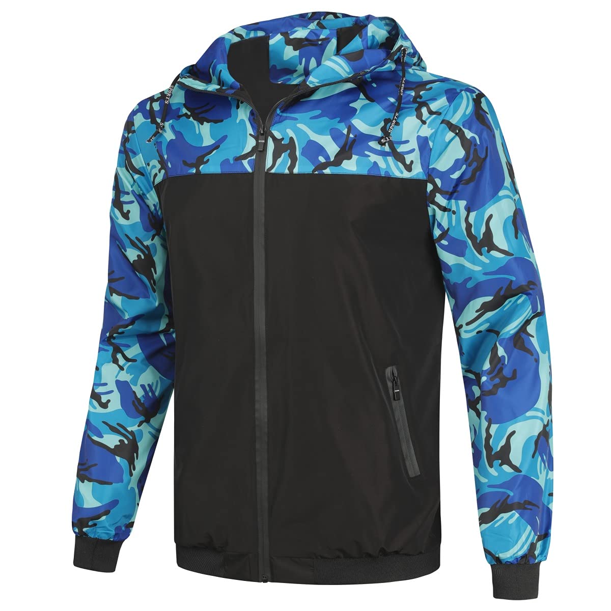 YOUTHUP Mens Camo Bomber Jacket with Hood Lightweight Summer Sports Jacket