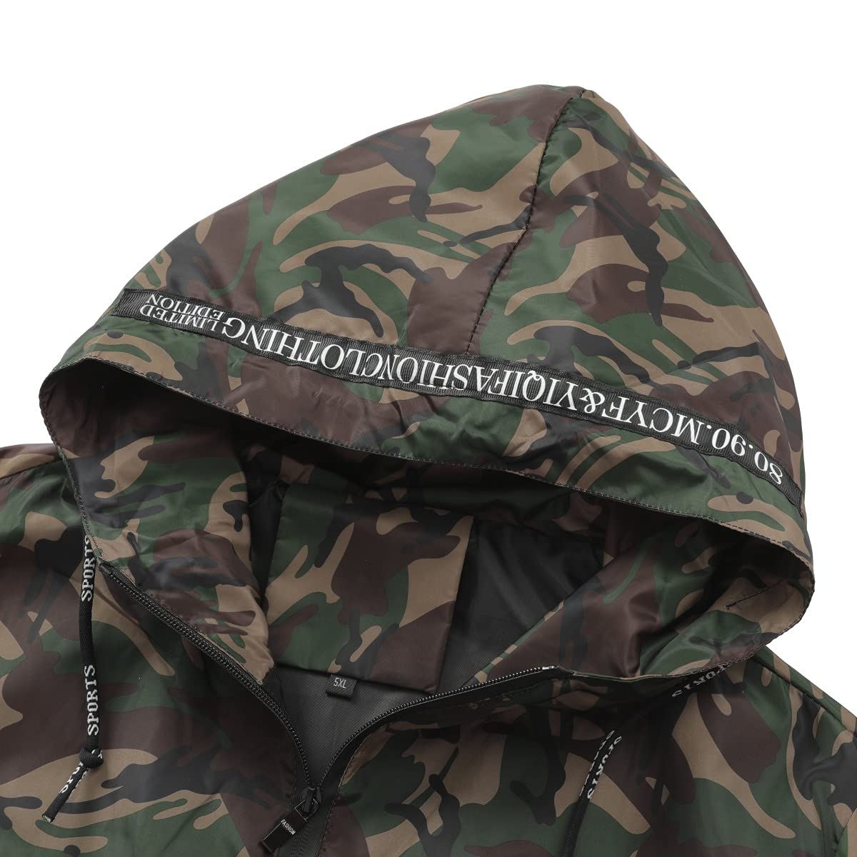 YOUTHUP Mens Camo Bomber Jacket with Hood Lightweight Summer Sports Jacket