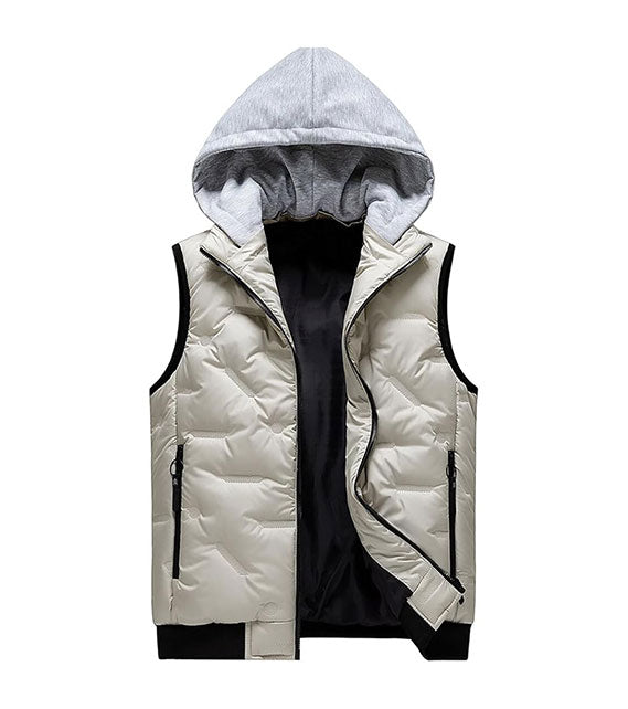 YOUTHUP Men's Outwear Gilets Winter Padded Gilet with Hood Thick Puffer Quilted Body Warmer Sleeveless Jacket