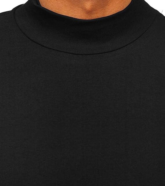 YOUTHUP Men's T-Shirt with High Neck, Long Sleeves, Solid Color, Slim Fit, Spring Autumn