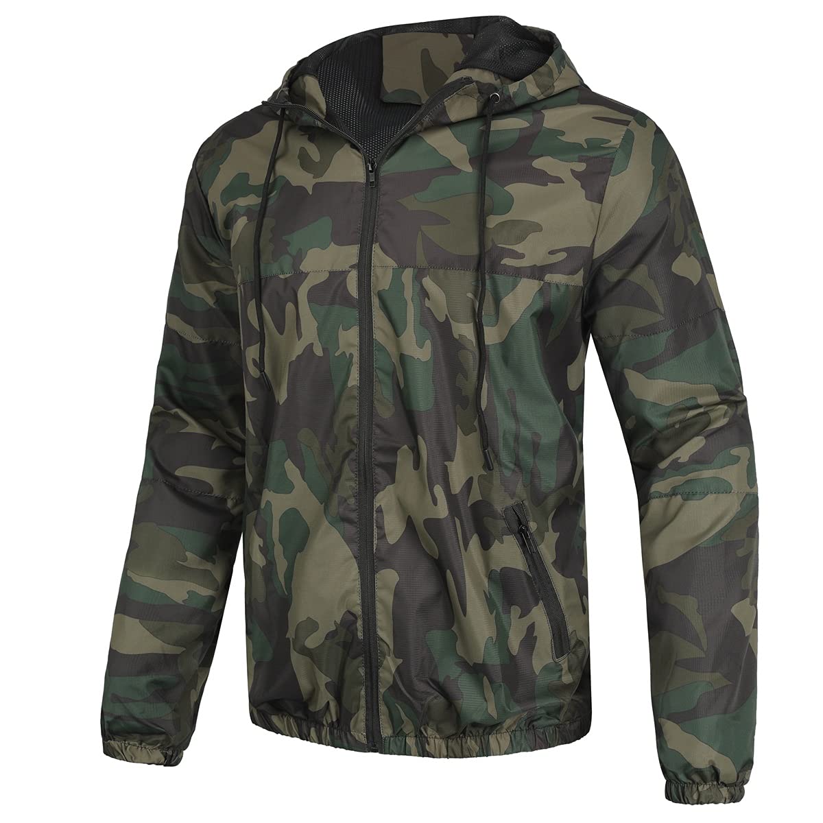 YOUTHUP Mens Camo Bomber Jacket with Hood Lightweight Summer Sports Jacket