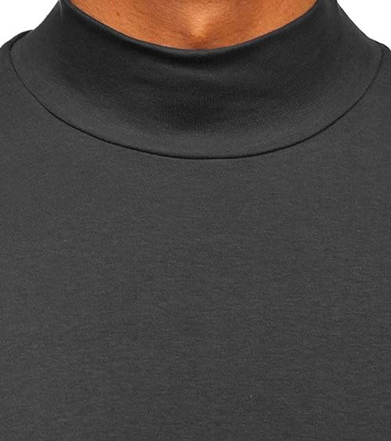 YOUTHUP Men's T-Shirt with High Neck, Long Sleeves, Solid Color, Slim Fit, Spring Autumn