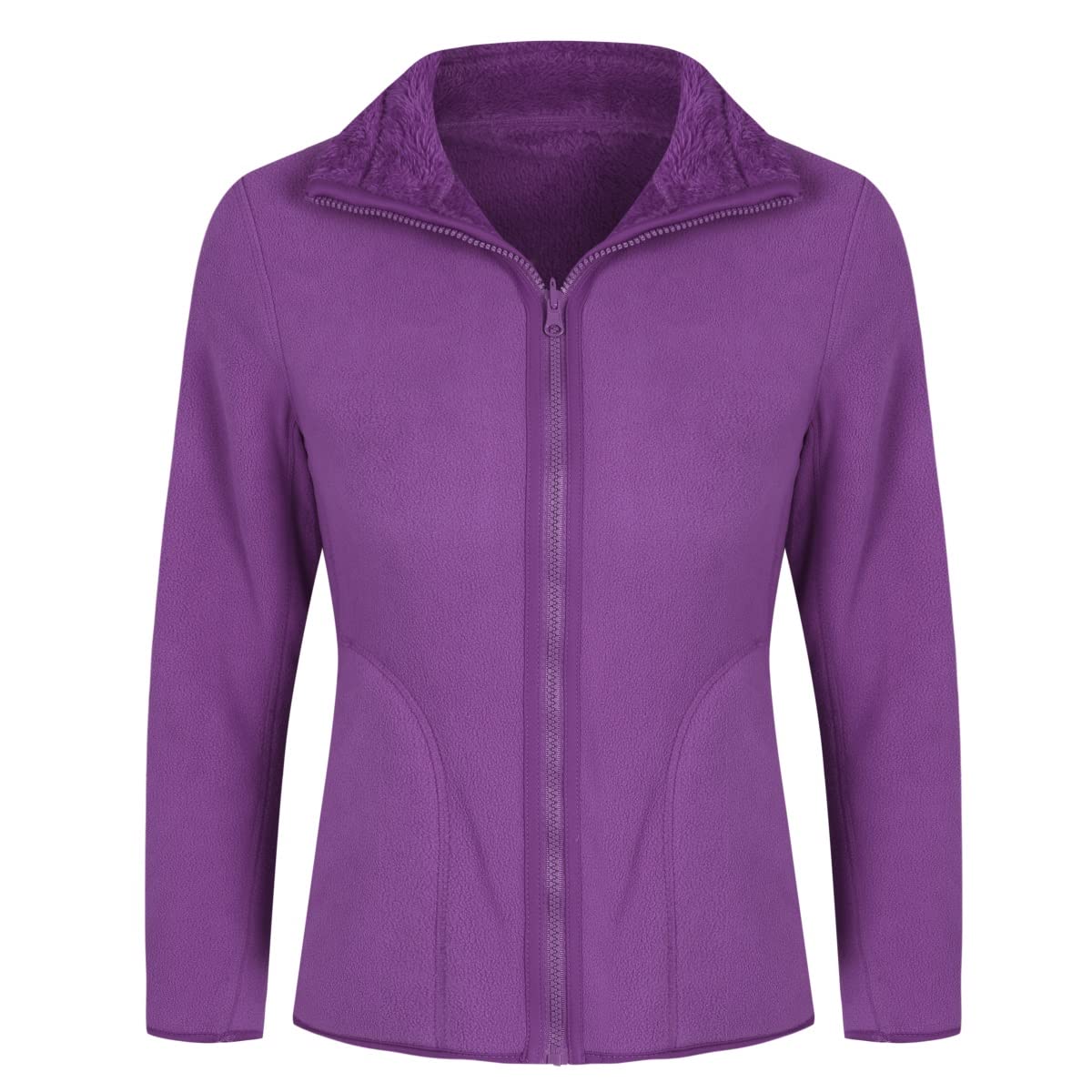 YOUTHUP Womens Fleece Jacket Ladies Lightweight Reversible Full Zip Jacket Soft Outwear