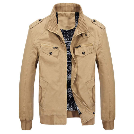 YOUTHUP Men's Jacket Casual Military Cotton Bomber Jackets Windbreaker Cargo Outwear