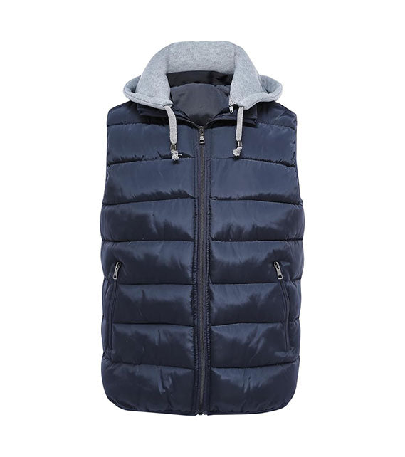 YOUTHUP Men's Outwear Gilets Winter Padded Gilet with Hood Thick Puffer Quilted Body Warmer Sleeveless Jacket