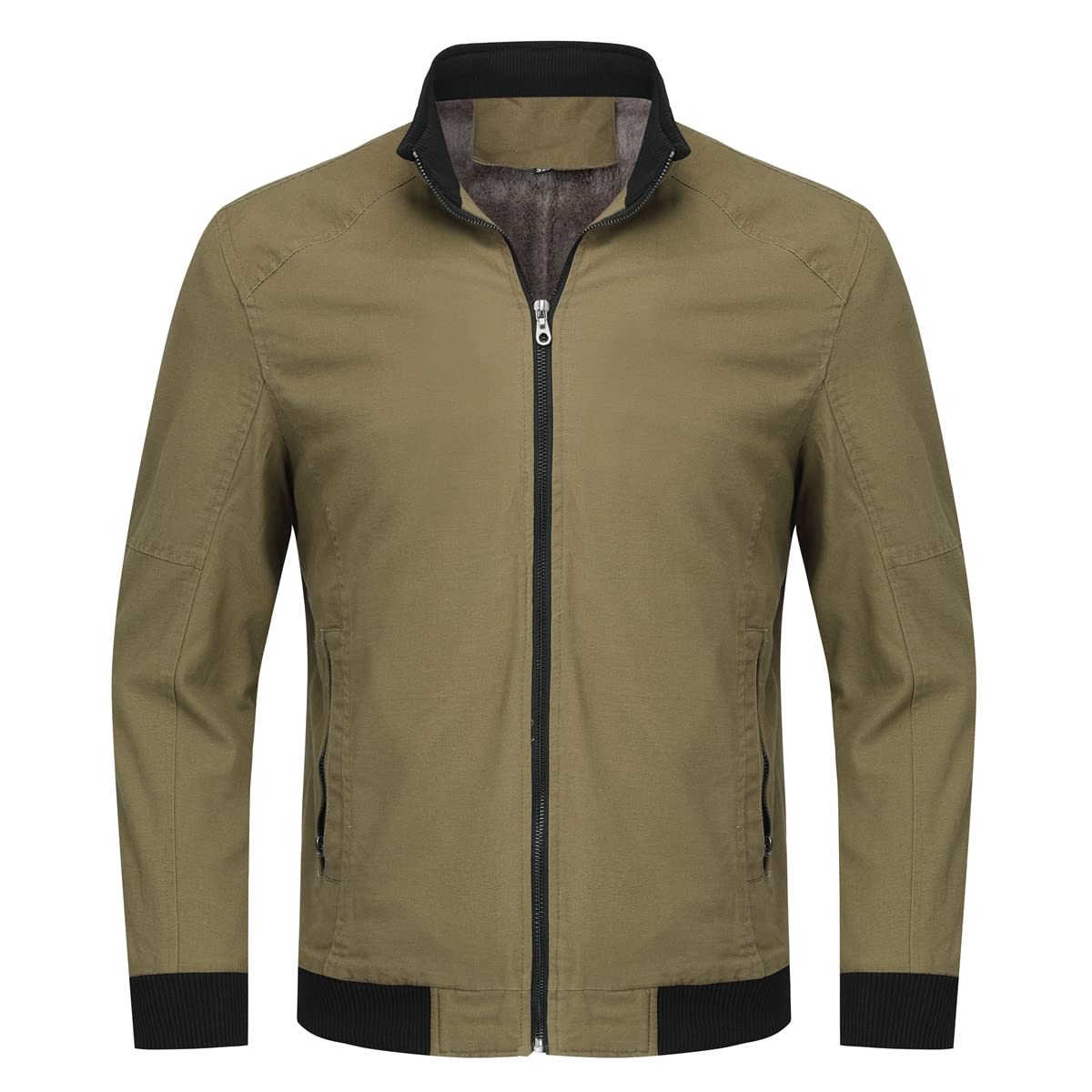 YOUTHUP Mens Bomber Jacket Micro Fleece Lined Spring Casual Cargo Windbreaker Jacket