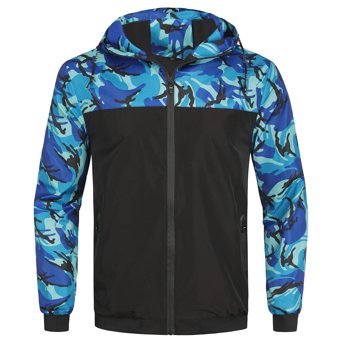 YOUTHUP Mens Camo Bomber Jacket with Hood Lightweight Summer Sports Jacket