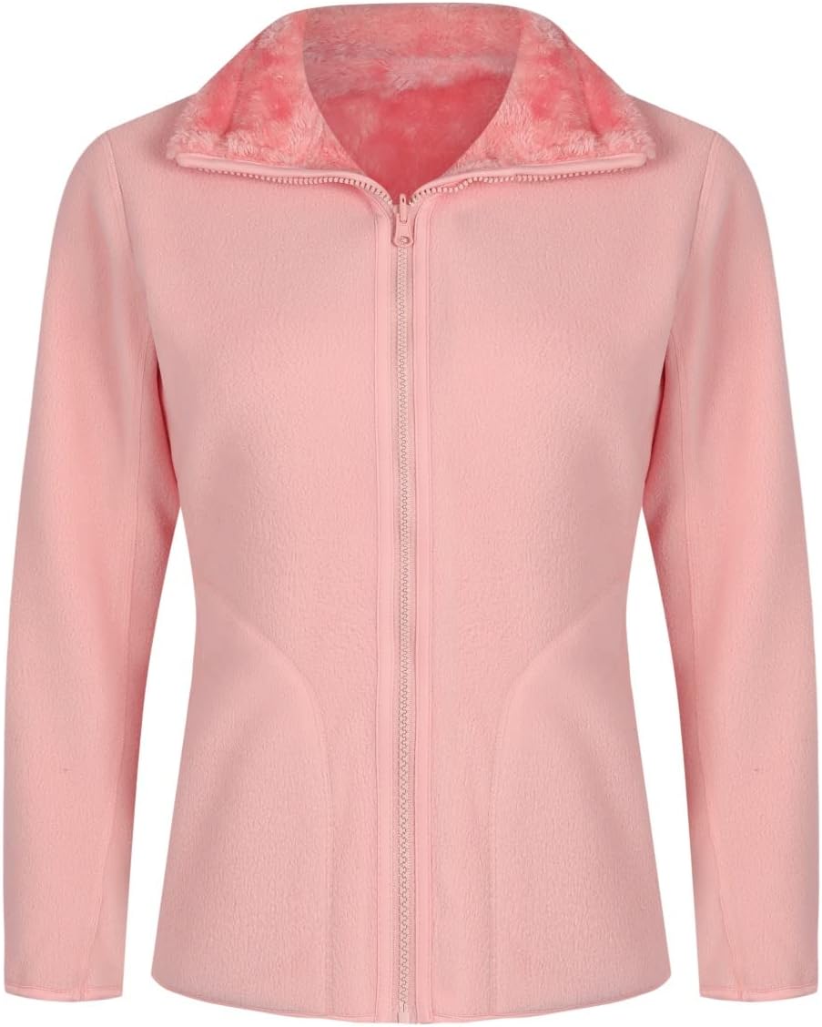 YOUTHUP Womens Fleece Jacket Ladies Lightweight Reversible Full Zip Jacket Soft Outwear