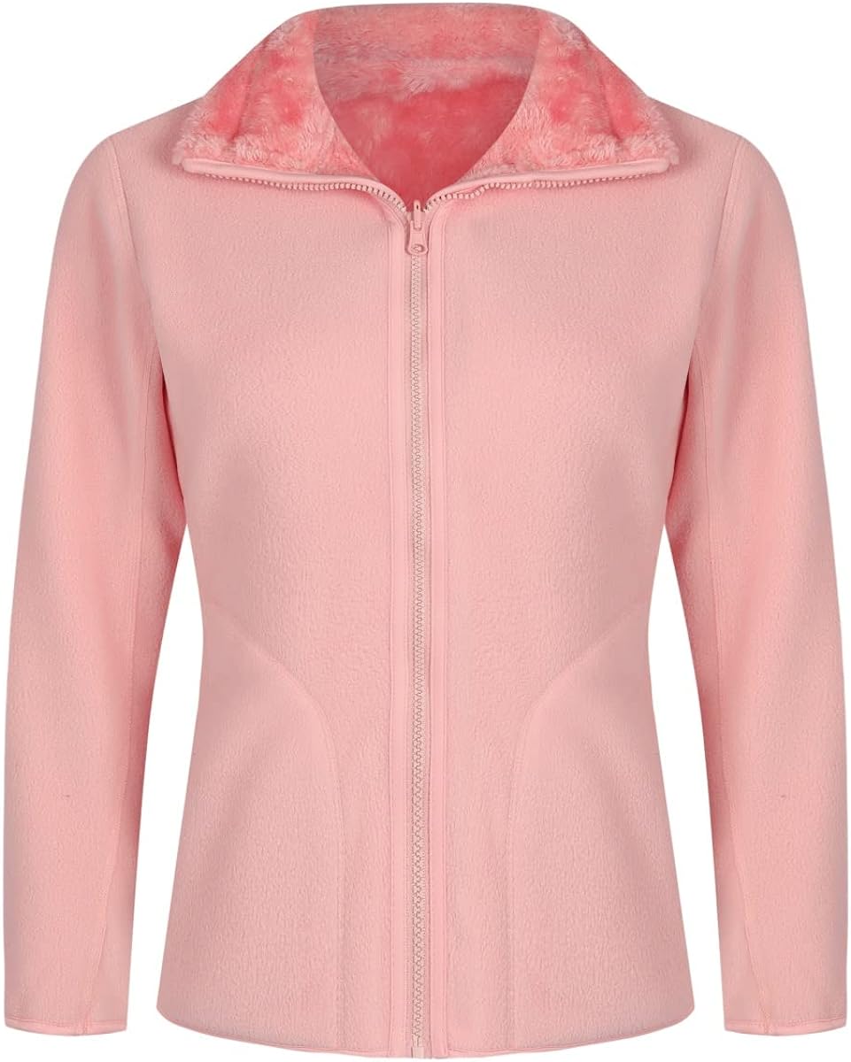 YOUTHUP Womens Fleece Jacket Ladies Lightweight Reversible Full Zip Jacket Soft Outwear