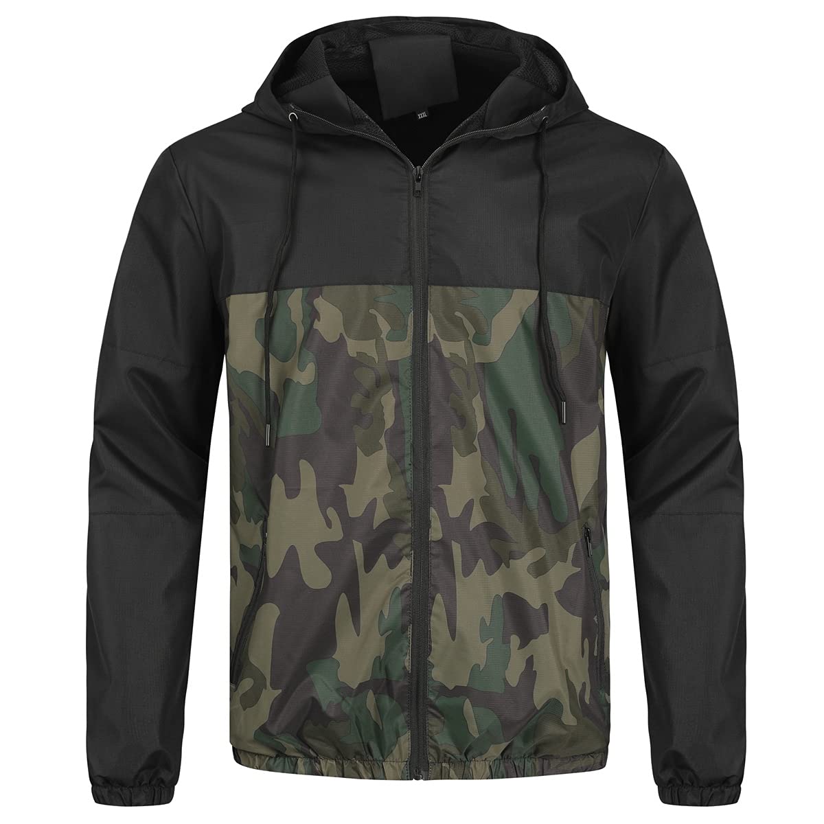 YOUTHUP Mens Camo Bomber Jacket with Hood Lightweight Summer Sports Jacket