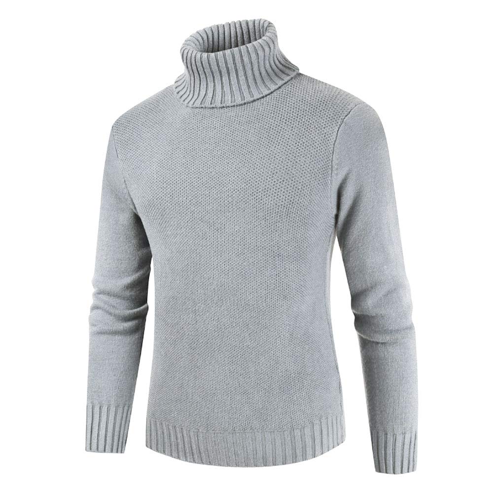 YOUTHUP Mens Jumpers Turtle Neck Slim Fit Knit Pullover Solid Color Casual Sweater