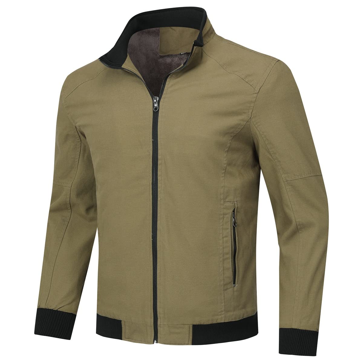 YOUTHUP Mens Bomber Jacket Micro Fleece Lined Spring Casual Cargo Windbreaker Jacket