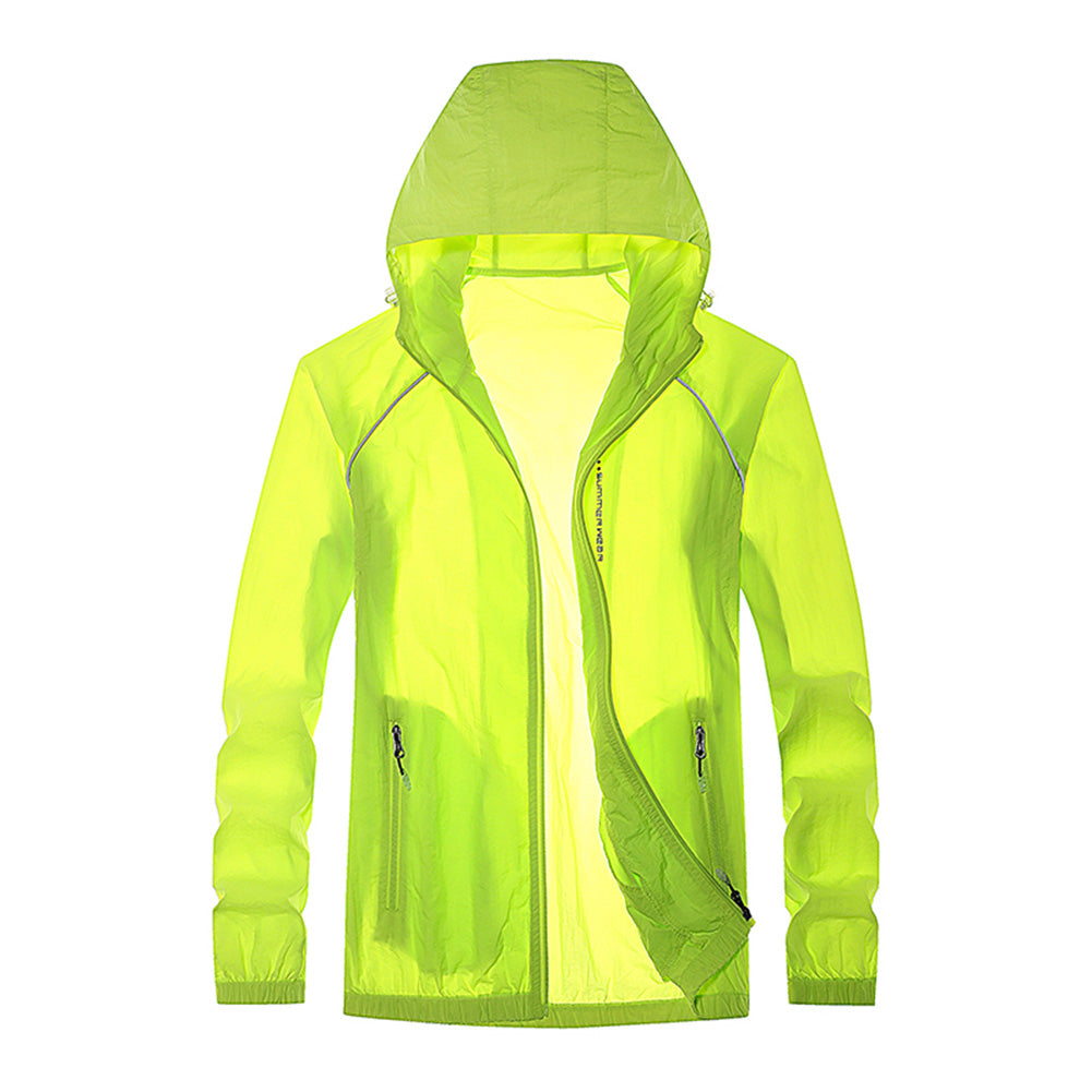 Men's hooded solid color sunscreen suit green