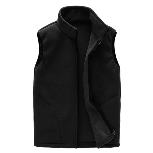 Men's solid color zipper vest in black