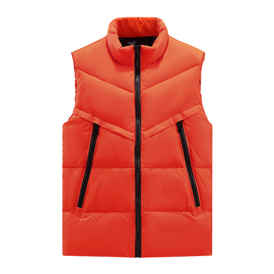 Men's solid color stand collar cotton vest orange