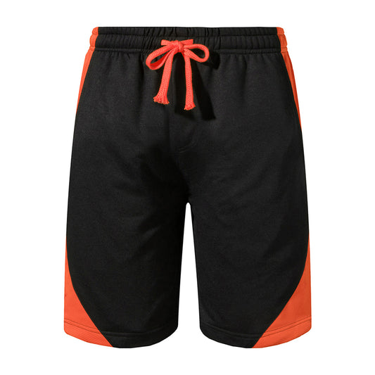 Men's color blocked five point sports shorts orange