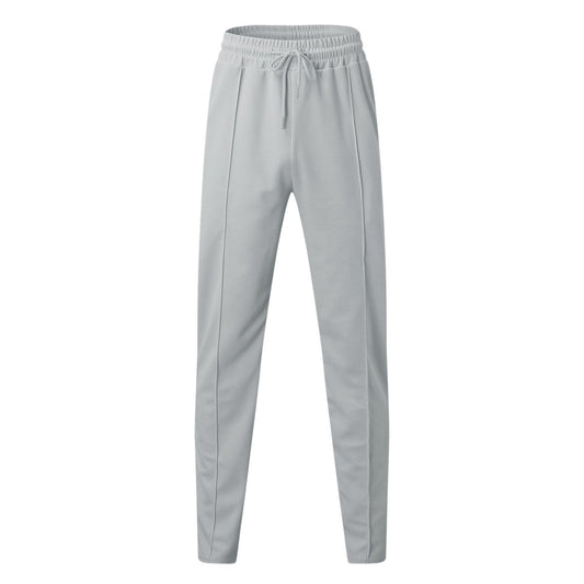 Men's solid color mid waist tied ankle sports casual pants gray