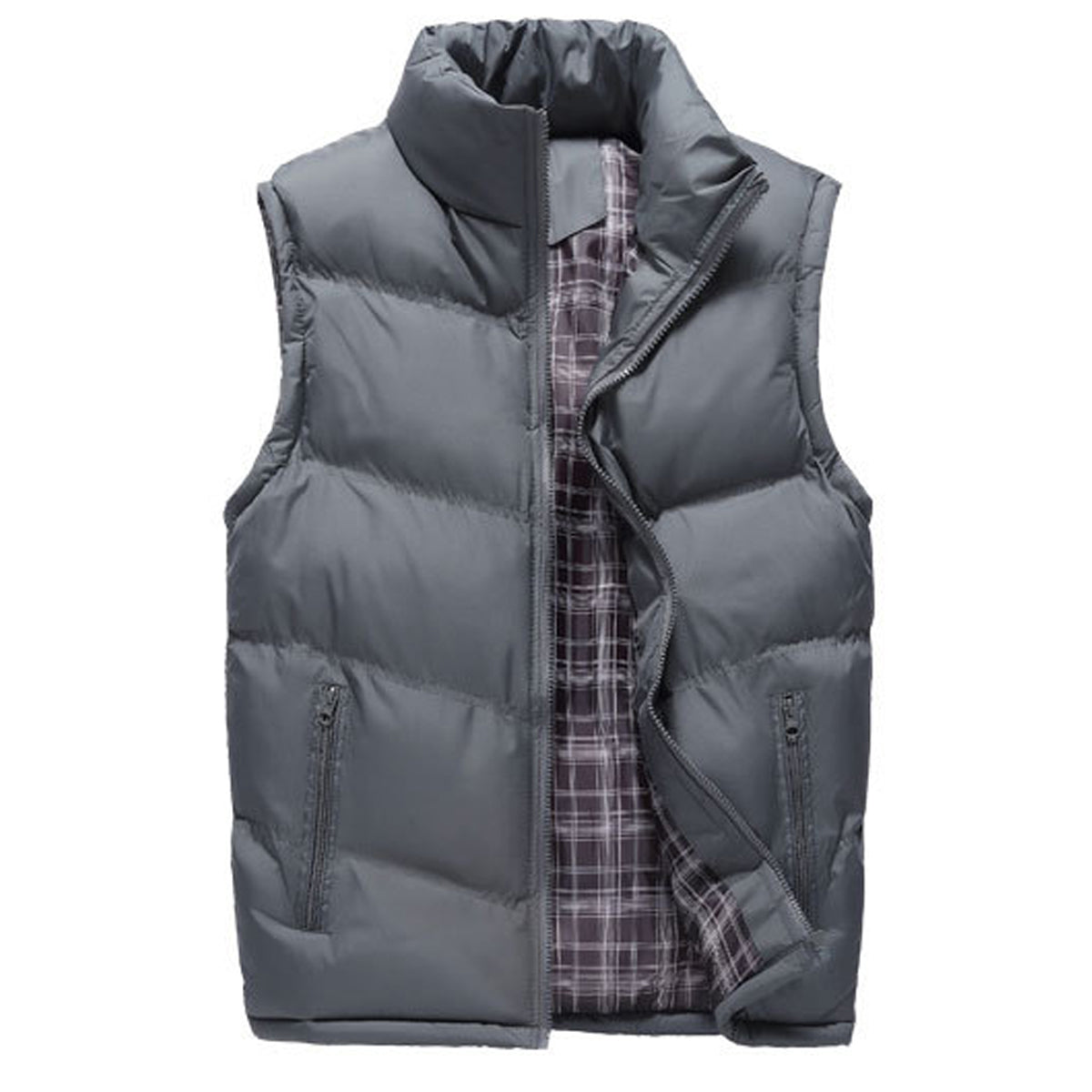 Men's padded down cotton waistcoat gray