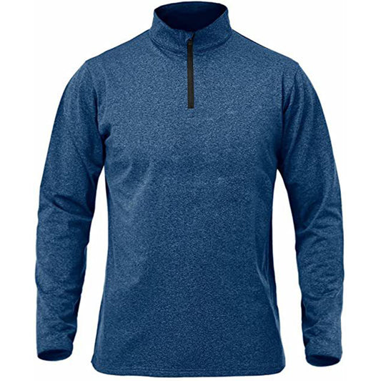 Men's Solid Color Half Zip T-Shirt Dark Gray