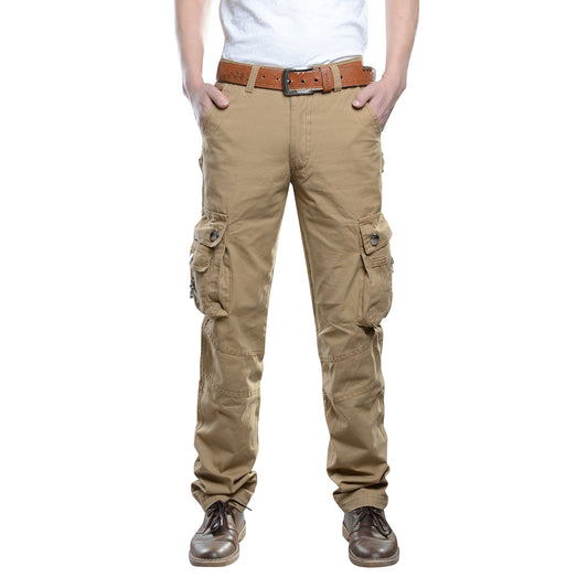 Men's straight sports plus size casual pants khaki 32