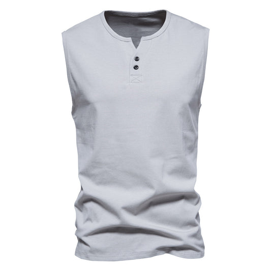 Men's solid color V-neck sleeveless vest in light gray