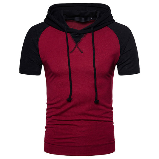 Men's Raglan Sleeve Hooded Short Sleeve T-Shirt White