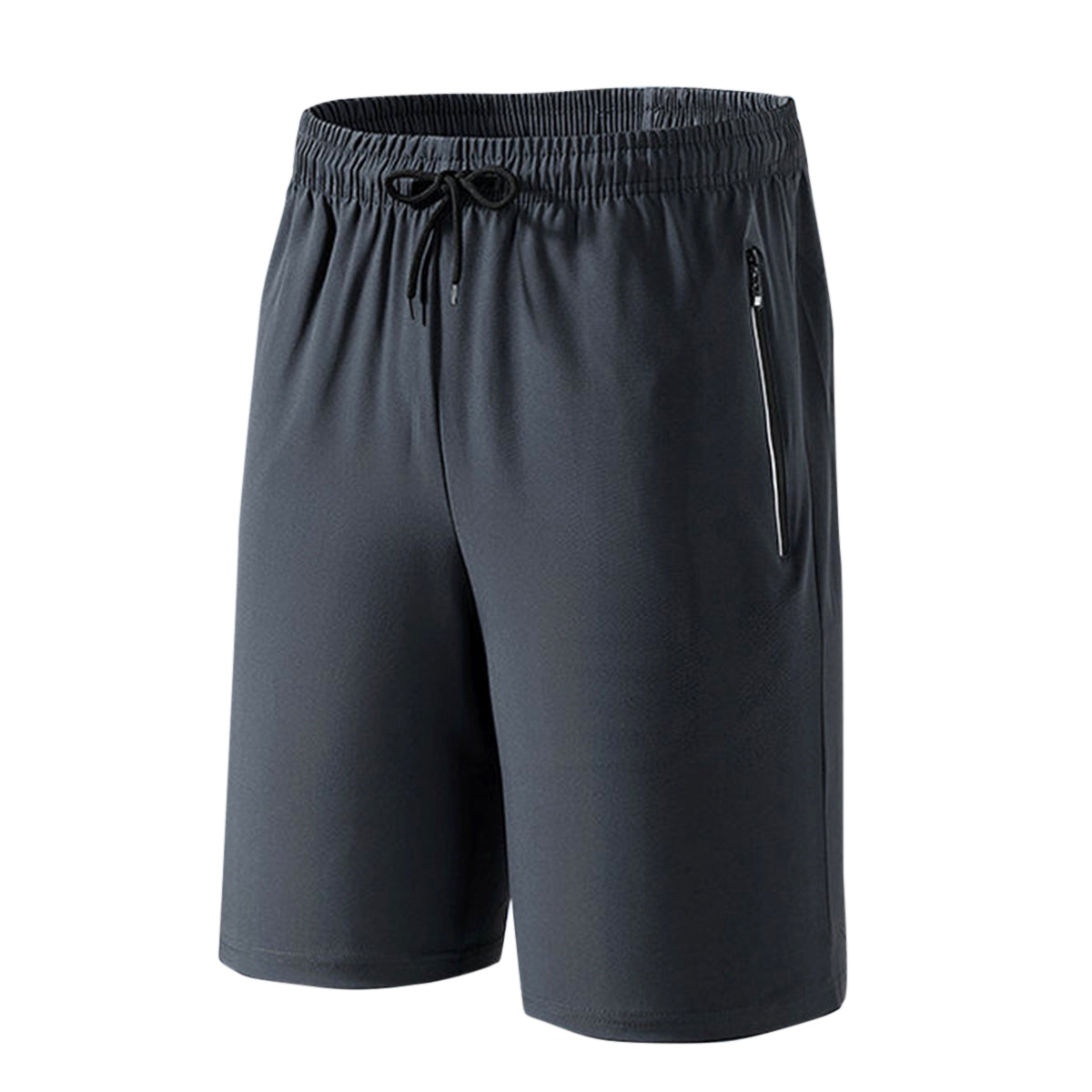 Men's drawstring solid color quick drying shorts in dark gray