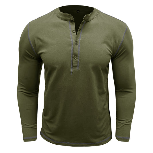 Men's solid round neck slim T-shirt army green