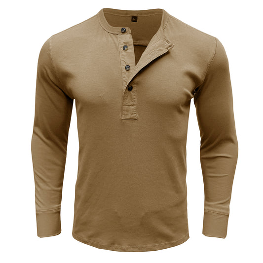 Men's solid round neck slimming T-shirt khaki