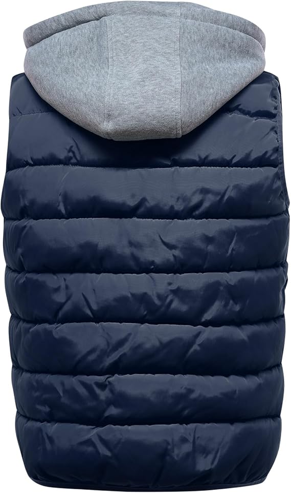 YOUTHUP Men's Sleeveless Quilted Down Jacket, Lightweight Color Hooded Vest, Thick Coats for Winter.