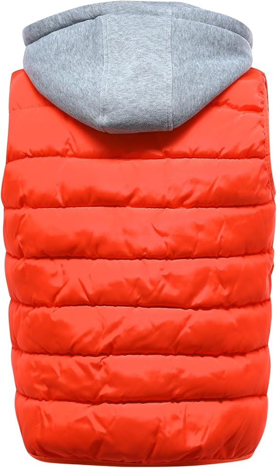 YOUTHUP Men's Sleeveless Quilted Down Jacket, Lightweight Color Hooded Vest, Thick Coats for Winter.