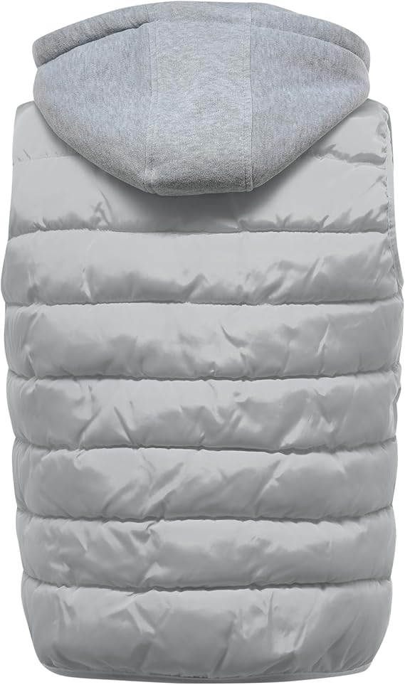 YOUTHUP Men's Sleeveless Quilted Down Jacket, Lightweight Color Hooded Vest, Thick Coats for Winter.