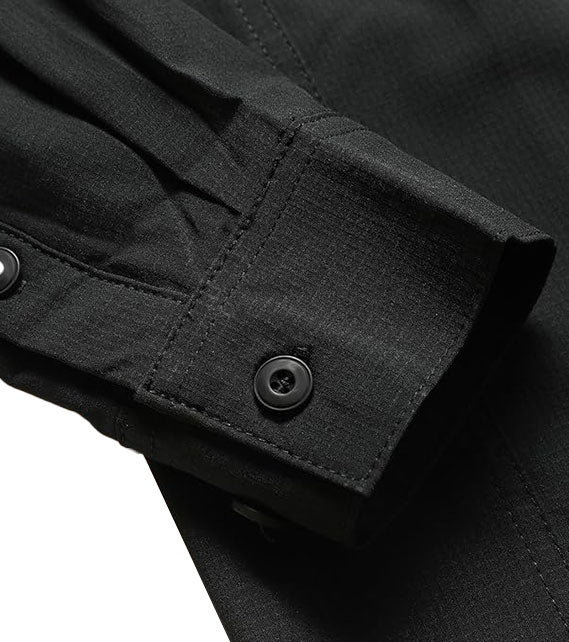 YOUTHUP Men's Military Style Shirts Long Sleeve Slim Fit Button Down Work Tops with Zipper Pocket