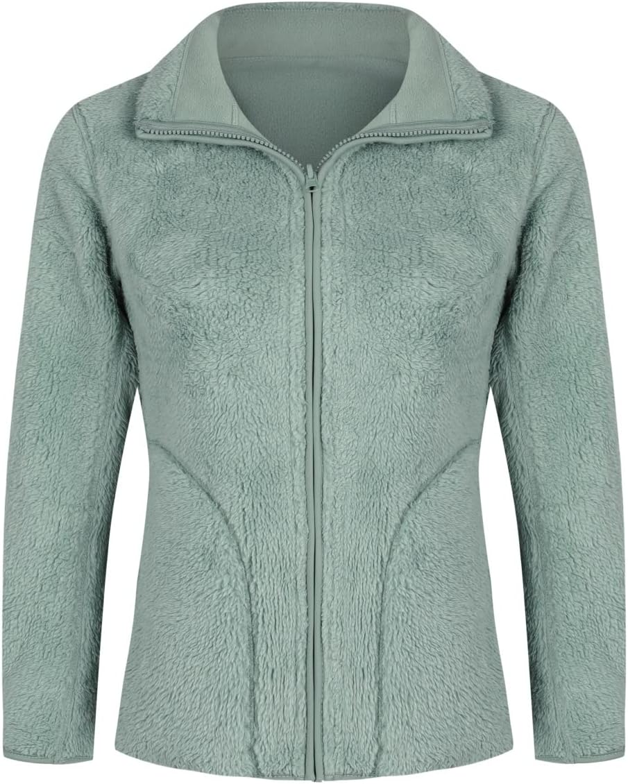 YOUTHUP Womens Fleece Jacket Ladies Lightweight Reversible Full Zip Jacket Soft Outwear