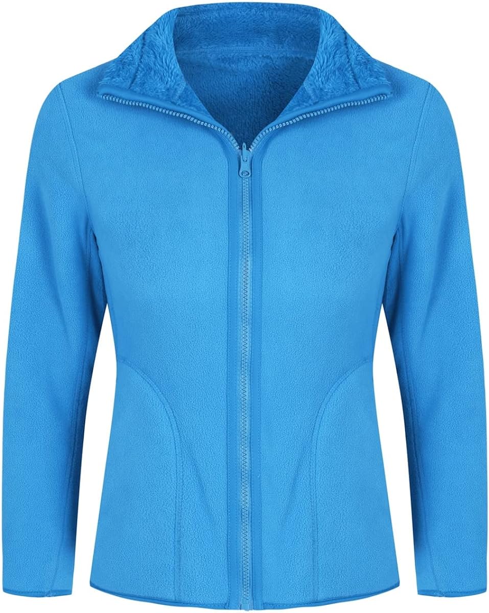YOUTHUP Womens Fleece Jacket Ladies Lightweight Reversible Full Zip Jacket Soft Outwear