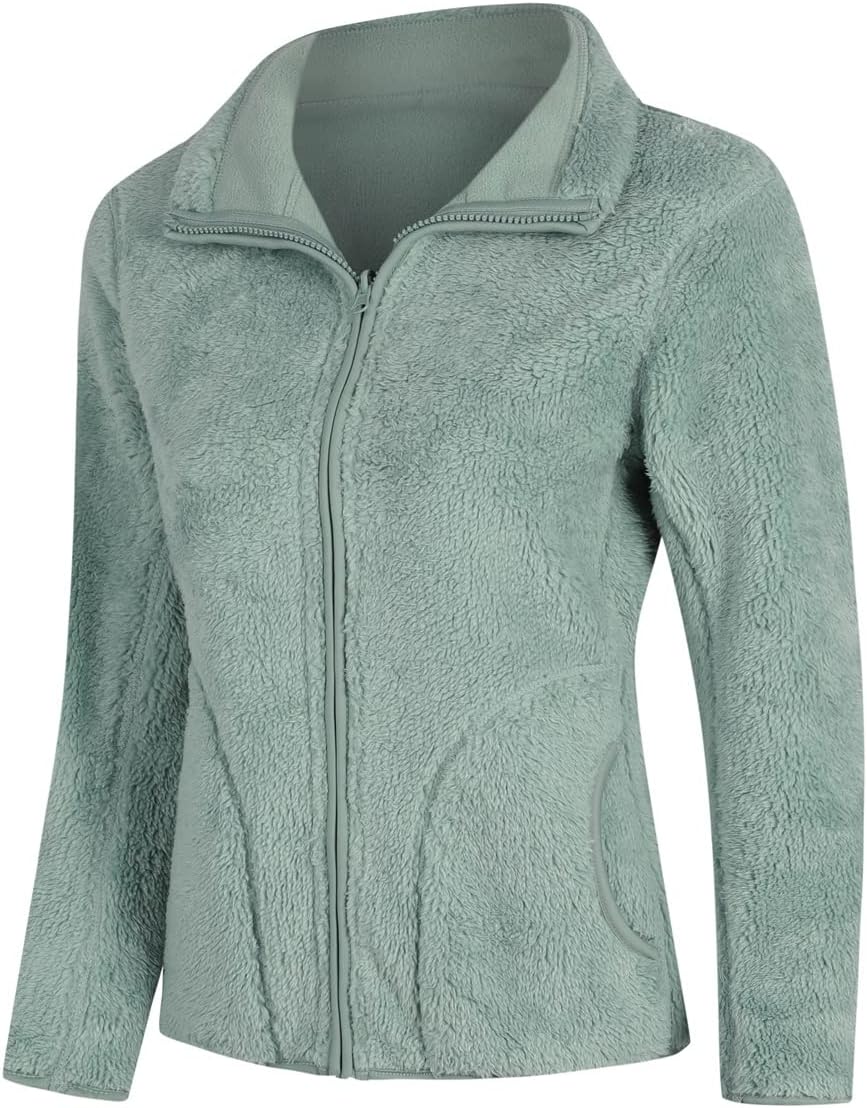 YOUTHUP Womens Fleece Jacket Ladies Lightweight Reversible Full Zip Jacket Soft Outwear