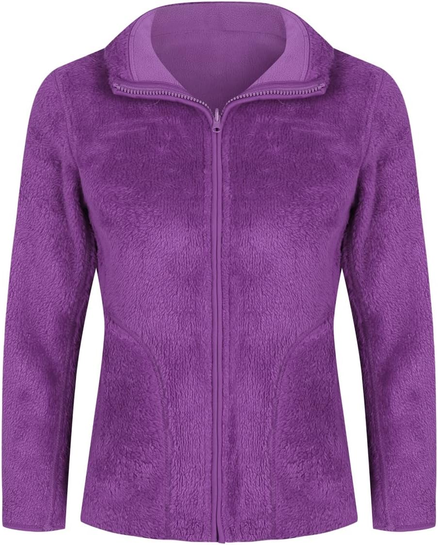 YOUTHUP Womens Fleece Jacket Ladies Lightweight Reversible Full Zip Jacket Soft Outwear