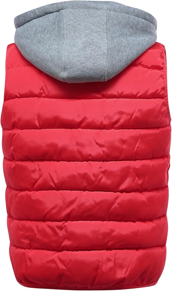 YOUTHUP Men's Sleeveless Quilted Down Jacket, Lightweight Color Hooded Vest, Thick Coats for Winter.