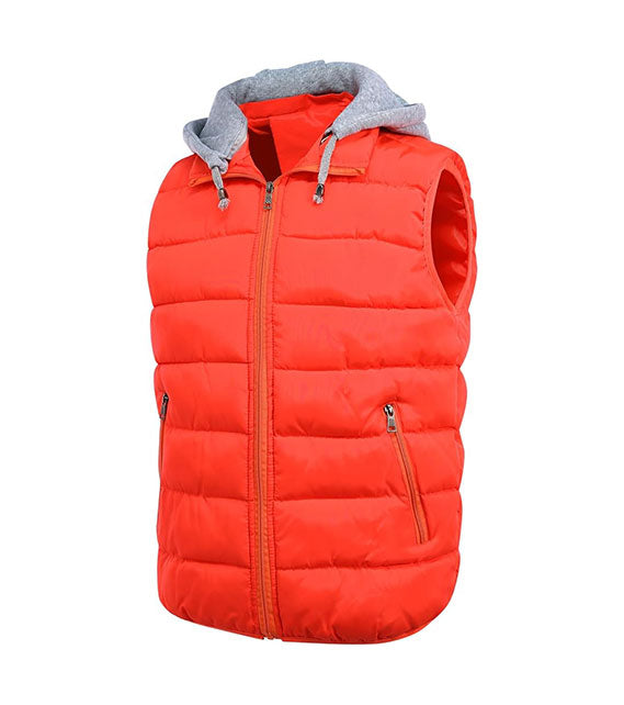 YOUTHUP Men's Outwear Gilets Winter Padded Gilet with Hood Thick Puffer Quilted Body Warmer Sleeveless Jacket