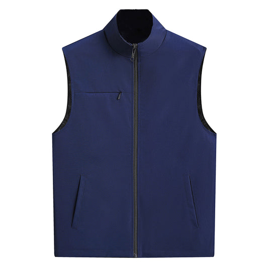 Men's solid color outdoor vest navy blue