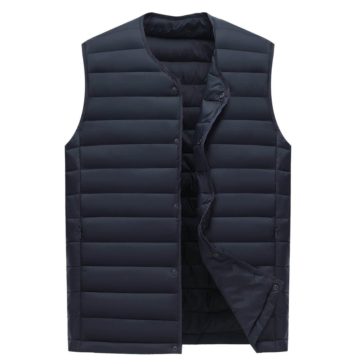 Men's solid color V-neck vest navy blue