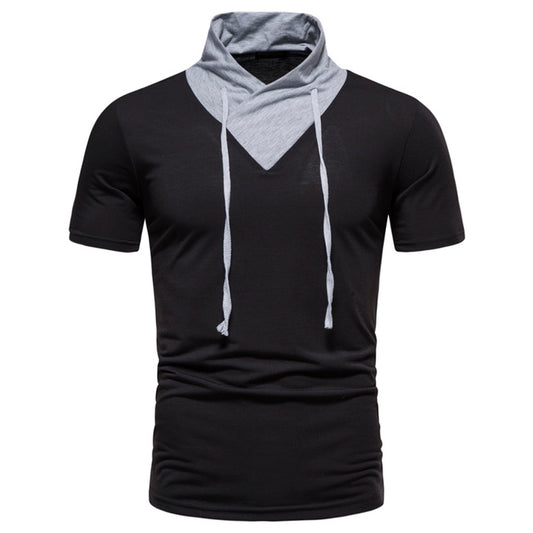 Men's Solid Color Round Neck Fake Two-Piece T-Shirt Light Gray